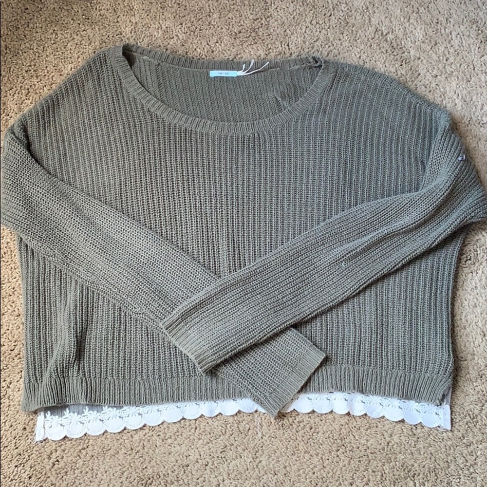 Green cropped sweater